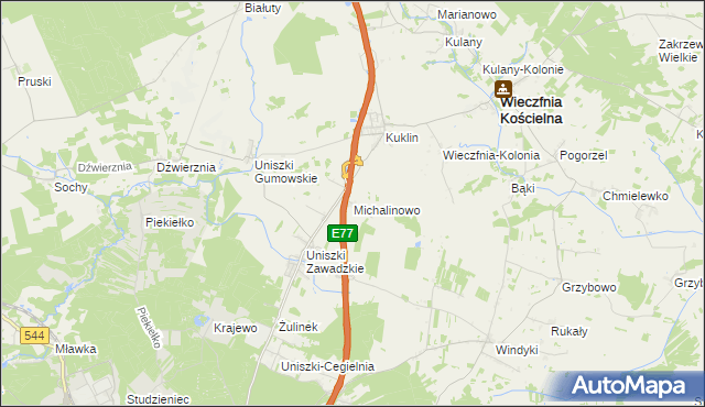 mapa Michalinowo, Michalinowo na mapie Targeo