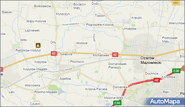 mapa Michałówek gmina Ożarów Mazowiecki, Michałówek gmina Ożarów Mazowiecki na mapie Targeo