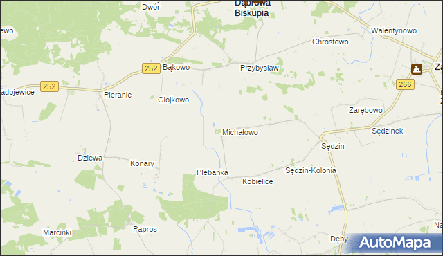 mapa Michałowo gmina Zakrzewo, Michałowo gmina Zakrzewo na mapie Targeo