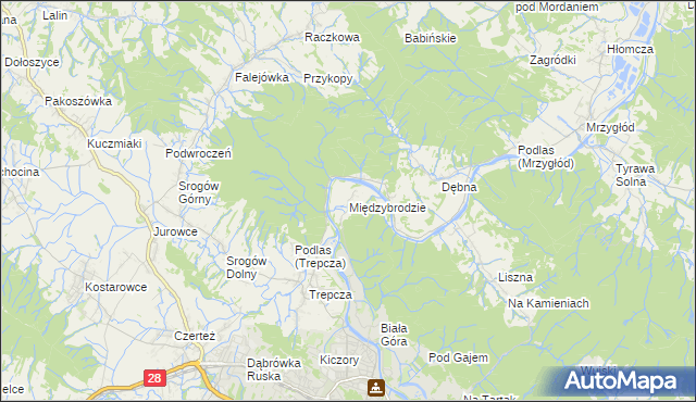 mapa Międzybrodzie, Międzybrodzie na mapie Targeo