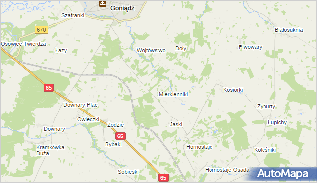 mapa Mierkienniki, Mierkienniki na mapie Targeo