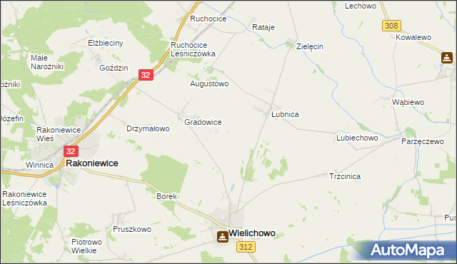 mapa Mokrzec gmina Wielichowo, Mokrzec gmina Wielichowo na mapie Targeo