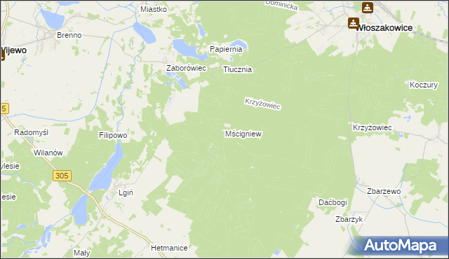 mapa Mścigniew, Mścigniew na mapie Targeo
