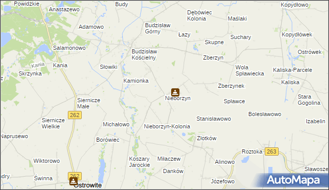 mapa Nieborzyn gmina Kleczew, Nieborzyn gmina Kleczew na mapie Targeo