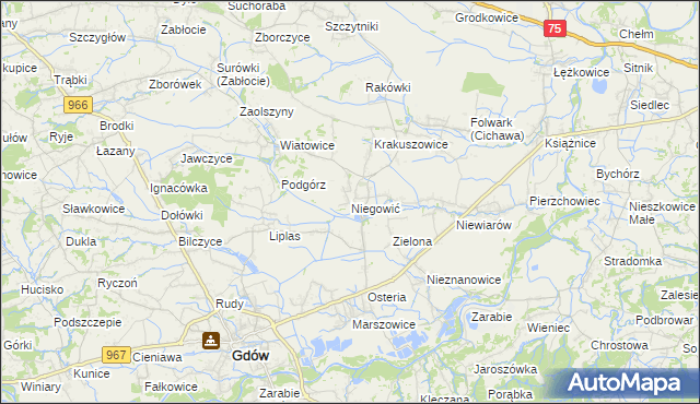 mapa Niegowić, Niegowić na mapie Targeo