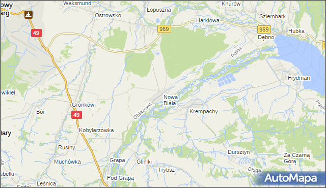 mapa Nowa Biała gmina Nowy Targ, Nowa Biała gmina Nowy Targ na mapie Targeo