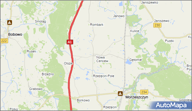 mapa Nowa Cerkiew gmina Morzeszczyn, Nowa Cerkiew gmina Morzeszczyn na mapie Targeo