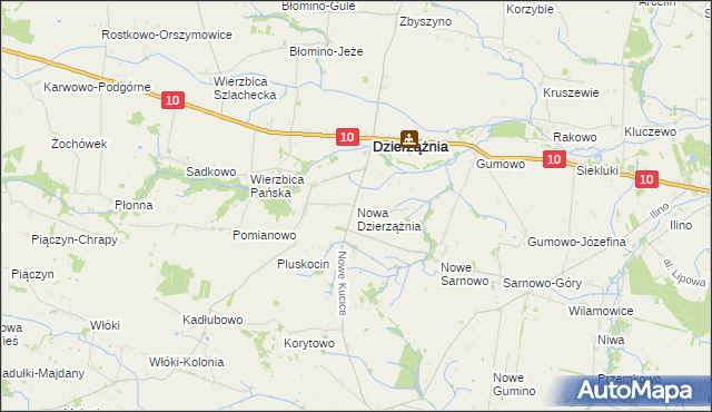 mapa Nowa Dzierzążnia, Nowa Dzierzążnia na mapie Targeo