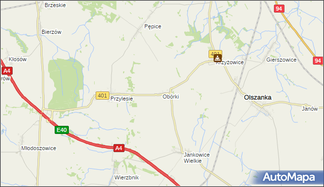 mapa Obórki gmina Olszanka, Obórki gmina Olszanka na mapie Targeo