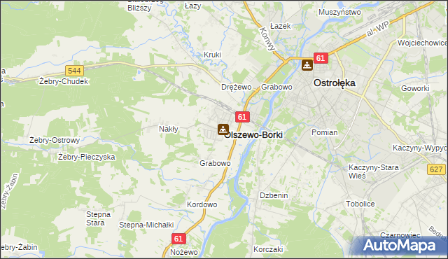 mapa Olszewo-Borki, Olszewo-Borki na mapie Targeo