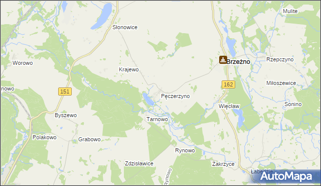 mapa Pęczerzyno, Pęczerzyno na mapie Targeo