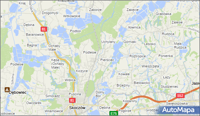 mapa Pierściec, Pierściec na mapie Targeo