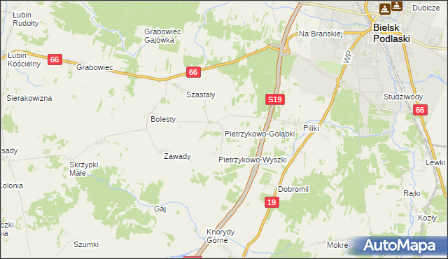 mapa Pietrzykowo-Gołąbki, Pietrzykowo-Gołąbki na mapie Targeo