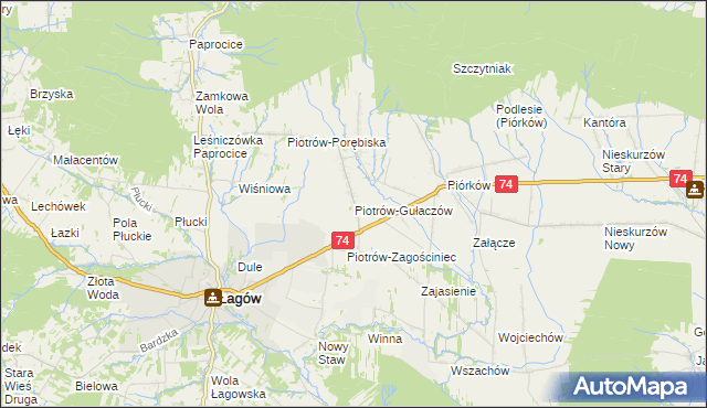 mapa Piotrów-Gułaczów, Piotrów-Gułaczów na mapie Targeo