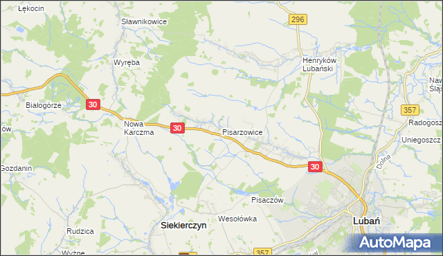 mapa Pisarzowice gmina Lubań, Pisarzowice gmina Lubań na mapie Targeo