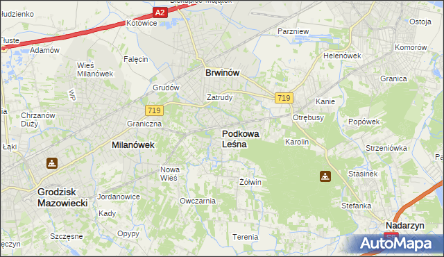 mapa Podkowa Leśna, Podkowa Leśna na mapie Targeo