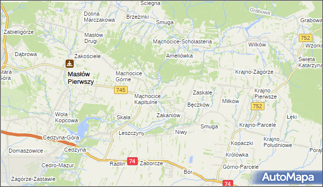 mapa Podmąchocice, Podmąchocice na mapie Targeo