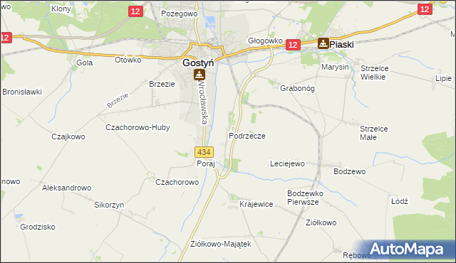 mapa Podrzecze gmina Piaski, Podrzecze gmina Piaski na mapie Targeo