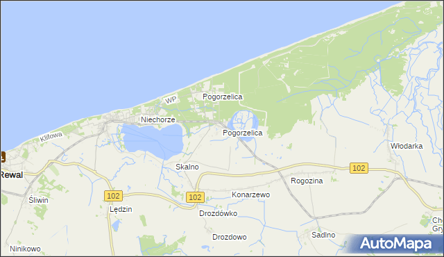 mapa Pogorzelica gmina Karnice, Pogorzelica gmina Karnice na mapie Targeo