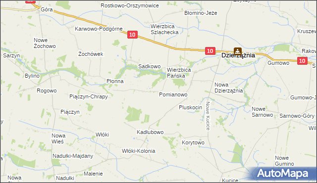 mapa Pomianowo gmina Dzierzążnia, Pomianowo gmina Dzierzążnia na mapie Targeo