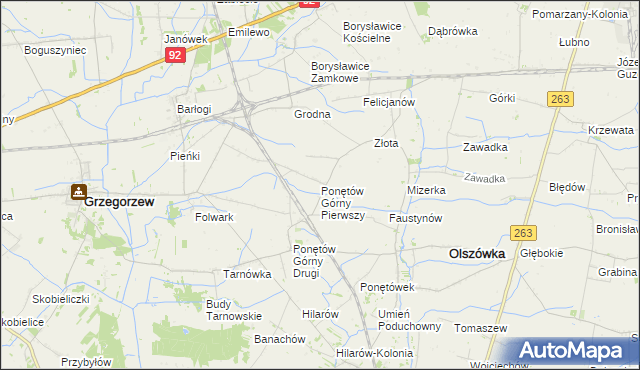 mapa Ponętów Górny Pierwszy, Ponętów Górny Pierwszy na mapie Targeo