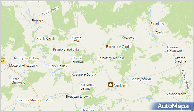mapa Porzeziny-Mendle, Porzeziny-Mendle na mapie Targeo