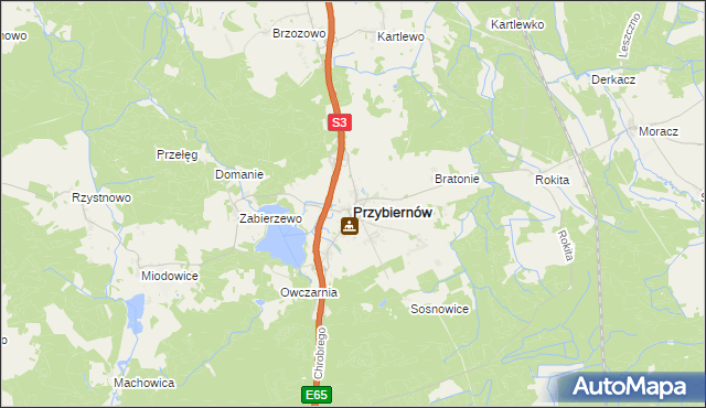 mapa Przybiernów, Przybiernów na mapie Targeo