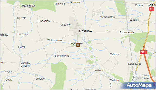 mapa Przybysławice gmina Raszków, Przybysławice gmina Raszków na mapie Targeo