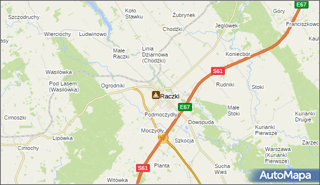 mapa Raczki powiat suwalski, Raczki powiat suwalski na mapie Targeo