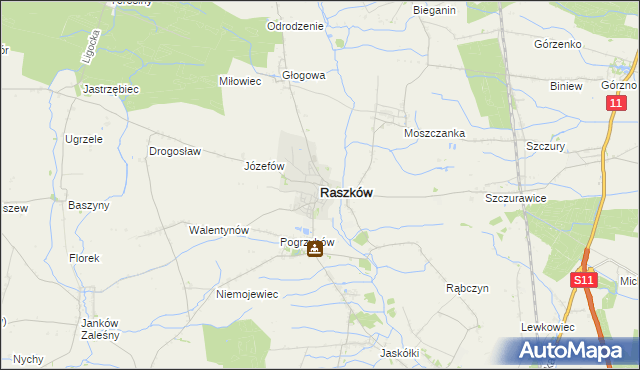 mapa Raszków powiat ostrowski, Raszków powiat ostrowski na mapie Targeo