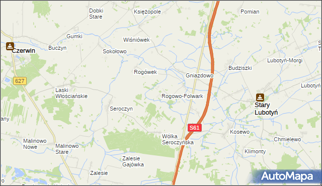 mapa Rogowo-Folwark, Rogowo-Folwark na mapie Targeo