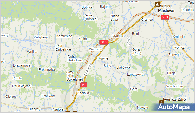 mapa Równe gmina Dukla, Równe gmina Dukla na mapie Targeo