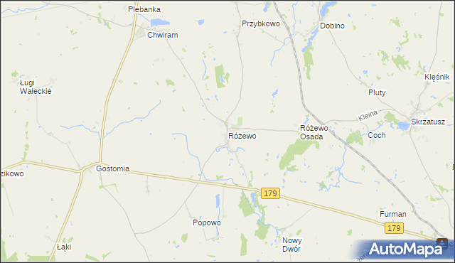 mapa Różewo gmina Wałcz, Różewo gmina Wałcz na mapie Targeo