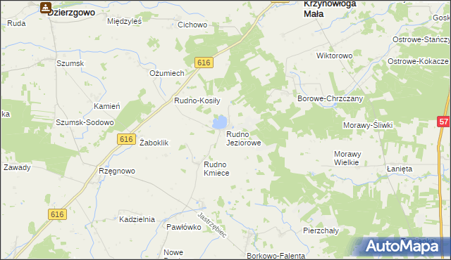 mapa Rudno Jeziorowe, Rudno Jeziorowe na mapie Targeo