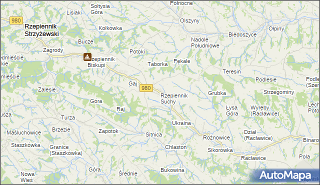 mapa Rzepiennik Suchy, Rzepiennik Suchy na mapie Targeo
