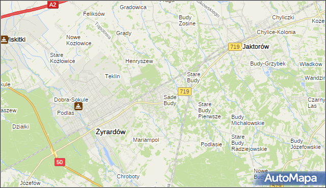 mapa Sade Budy, Sade Budy na mapie Targeo