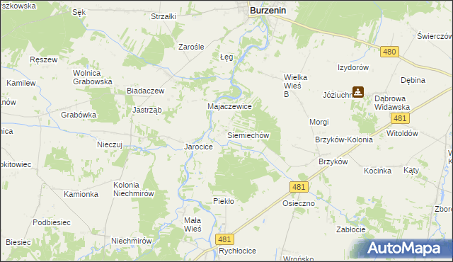 mapa Siemiechów gmina Widawa, Siemiechów gmina Widawa na mapie Targeo