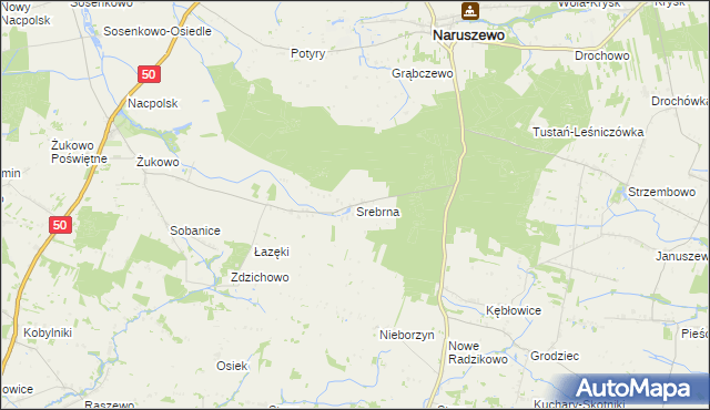 mapa Srebrna gmina Naruszewo, Srebrna gmina Naruszewo na mapie Targeo