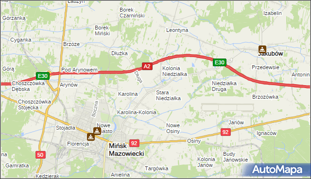 mapa Stara Niedziałka, Stara Niedziałka na mapie Targeo
