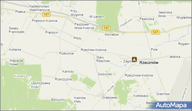 mapa Stary Rzechów, Stary Rzechów na mapie Targeo