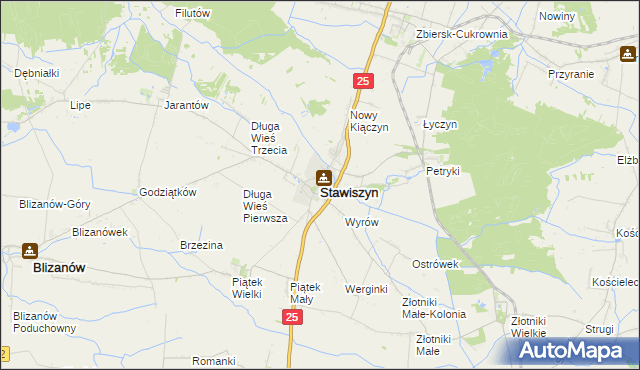 mapa Stawiszyn powiat kaliski, Stawiszyn powiat kaliski na mapie Targeo