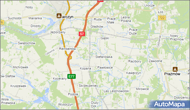 mapa Stefanówka gmina Tarczyn, Stefanówka gmina Tarczyn na mapie Targeo