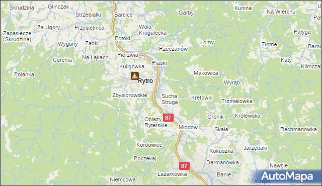 mapa Sucha Struga, Sucha Struga na mapie Targeo