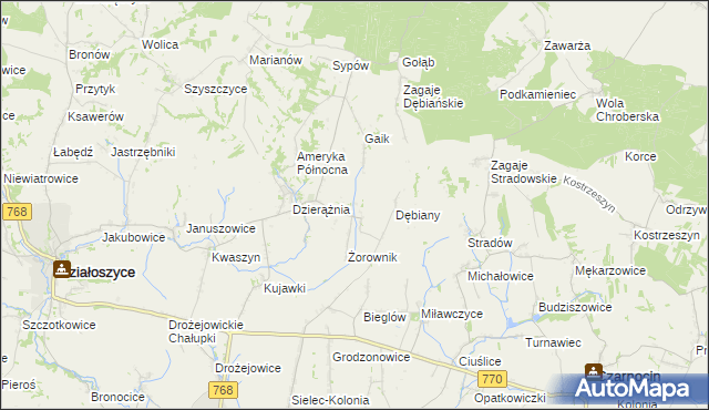 mapa Sudół gmina Działoszyce, Sudół gmina Działoszyce na mapie Targeo