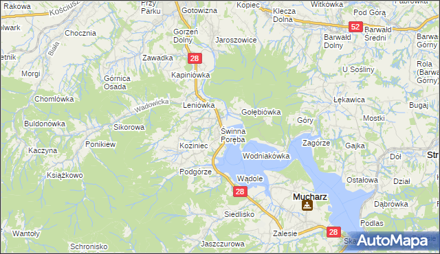 mapa Świnna Poręba, Świnna Poręba na mapie Targeo