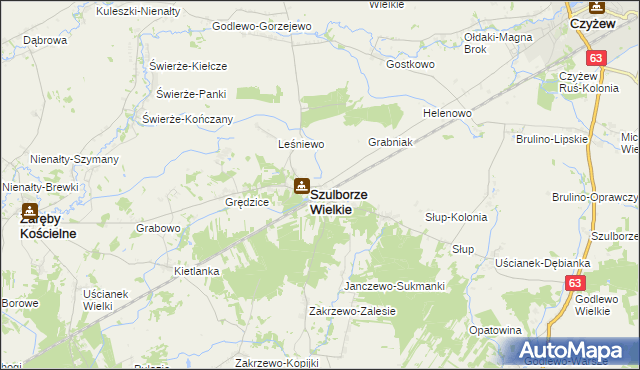 mapa Szulborze-Koty, Szulborze-Koty na mapie Targeo