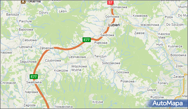 mapa Tenczyn, Tenczyn na mapie Targeo