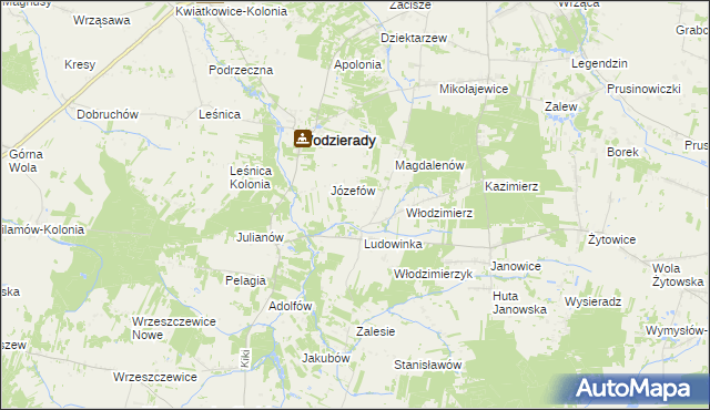 mapa Teodorów gmina Wodzierady, Teodorów gmina Wodzierady na mapie Targeo