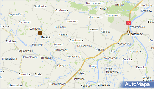 mapa Uściszowice, Uściszowice na mapie Targeo