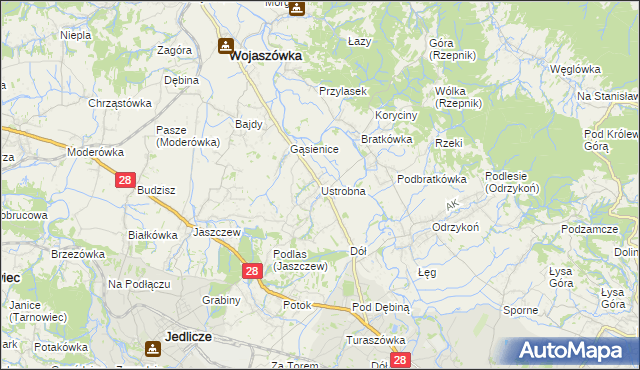 mapa Ustrobna, Ustrobna na mapie Targeo